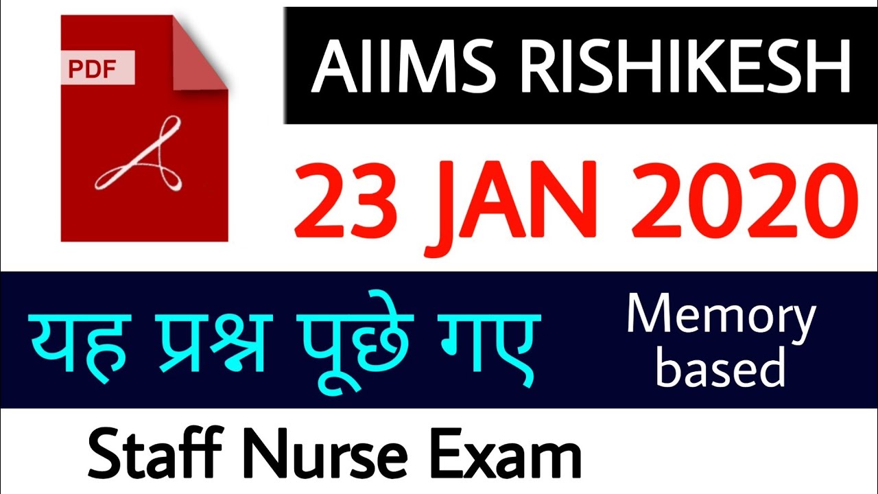 AIIMS rishikesh l staff nurse question paper 2020 l AIIMS nursing officer exam preparation