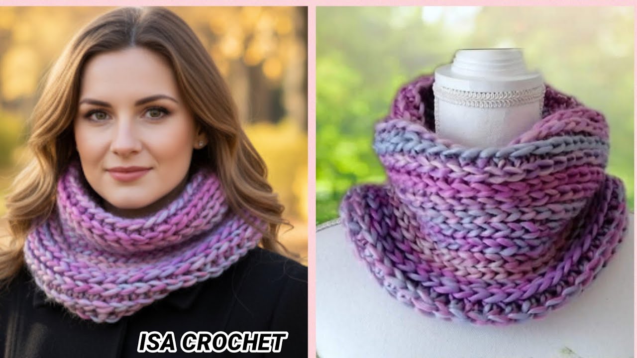 TUTO Snood mixte AU CROCHET imitation TRICOT facile et rapide  @isacrochet