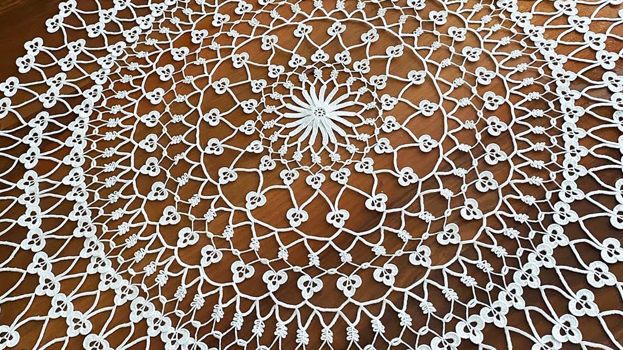 Make Crochet Tablecloth Trend 2024 With Only ONE Crochet Motif and One Ribbon Lace 🧶