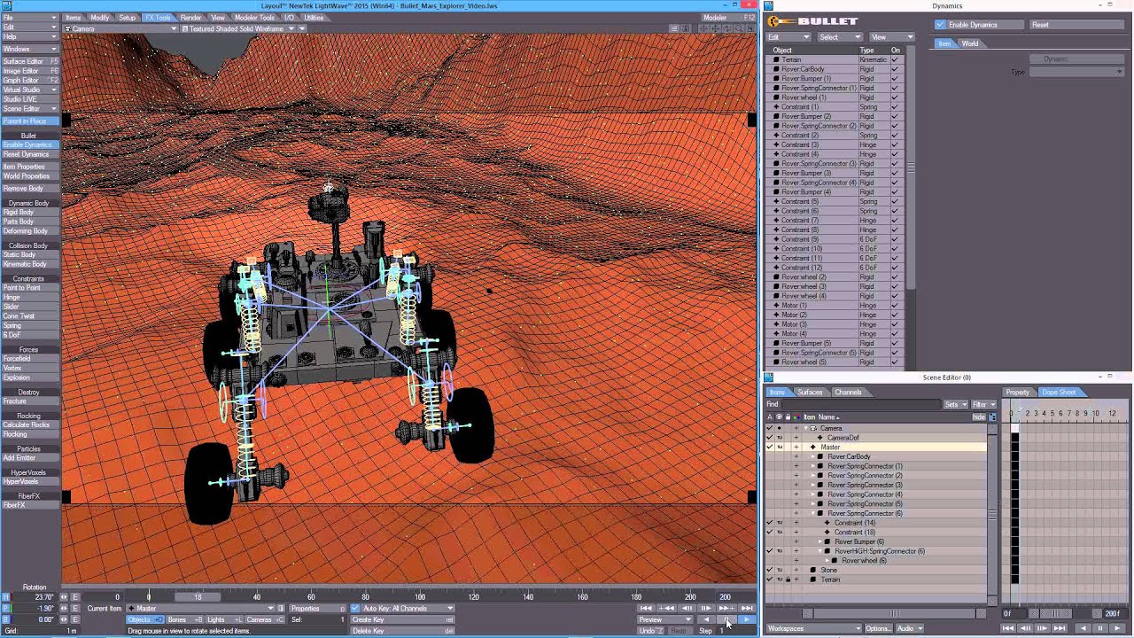LightWave 2015 Bullet Dynamics Content : Mars Explorer