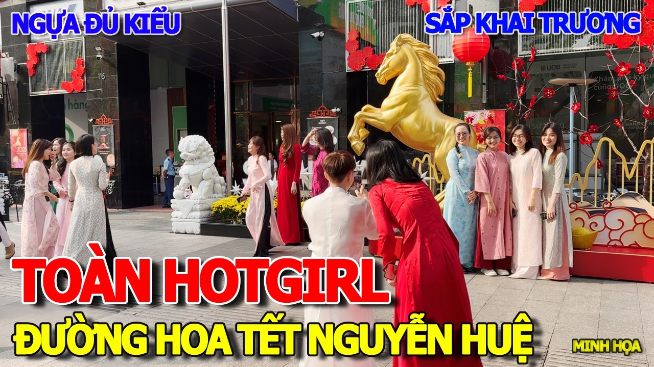 LỘ DIỆN ĐƯỜNG HOA TẾT NGUYỄN HUỆ ĐẸP NHẤT SÀI GÒN & TRÀN NGẬP ÁO DÀI ĐẸP XINH ĐẸP
