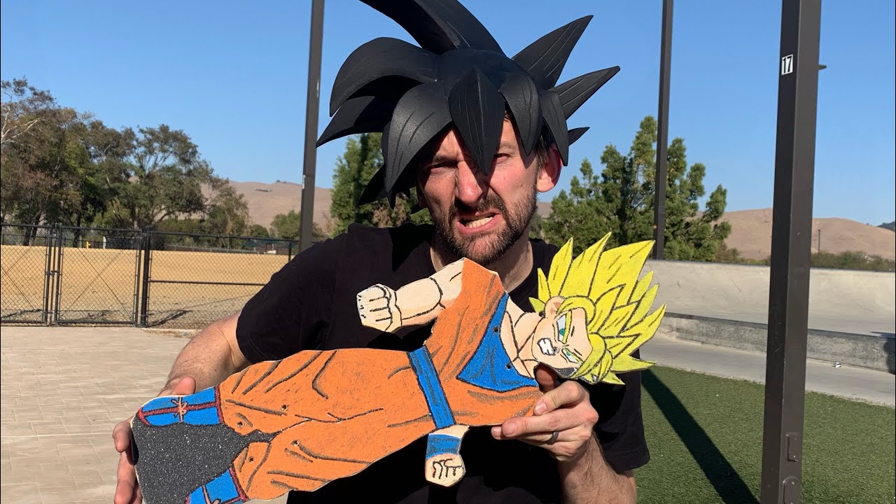 Goku skateboards with Braille skateboarding