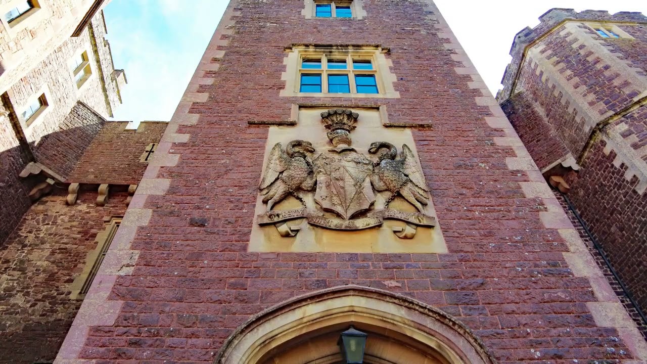 Walking around Dunster medieval village and castle in Somerset, England