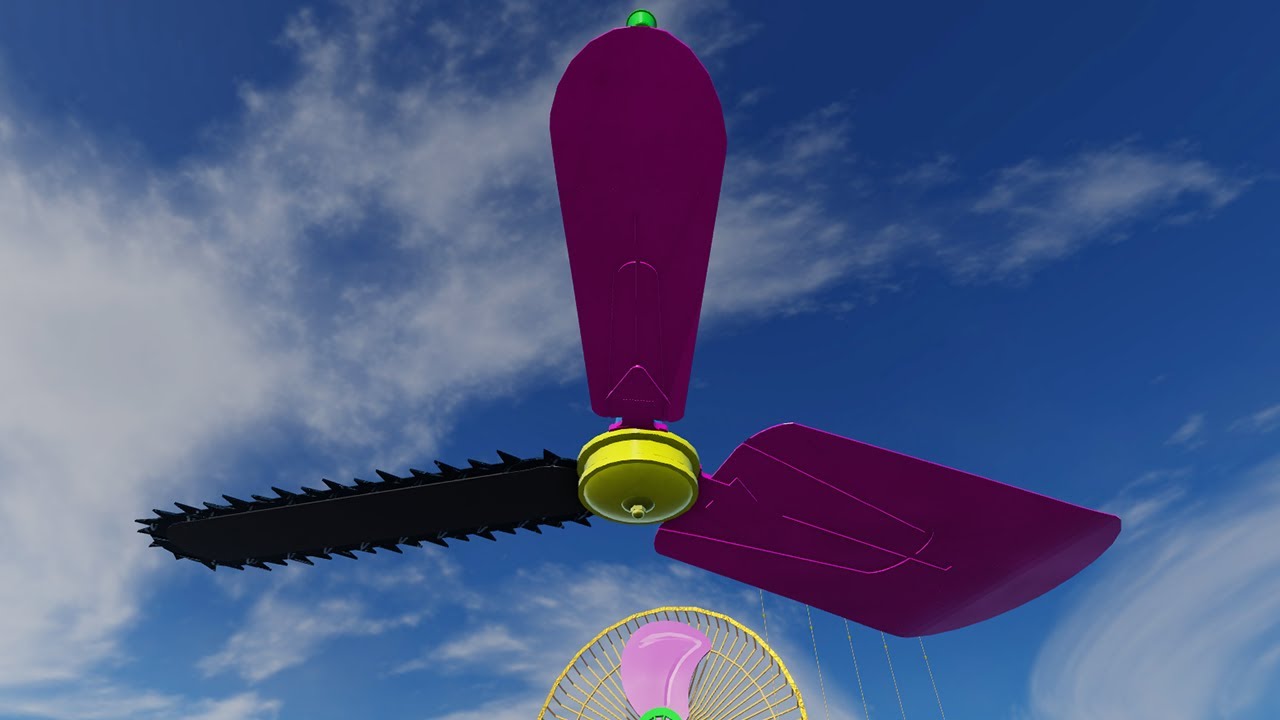 Wobbly Ceiling Fan Invention With Chainsaw Blade