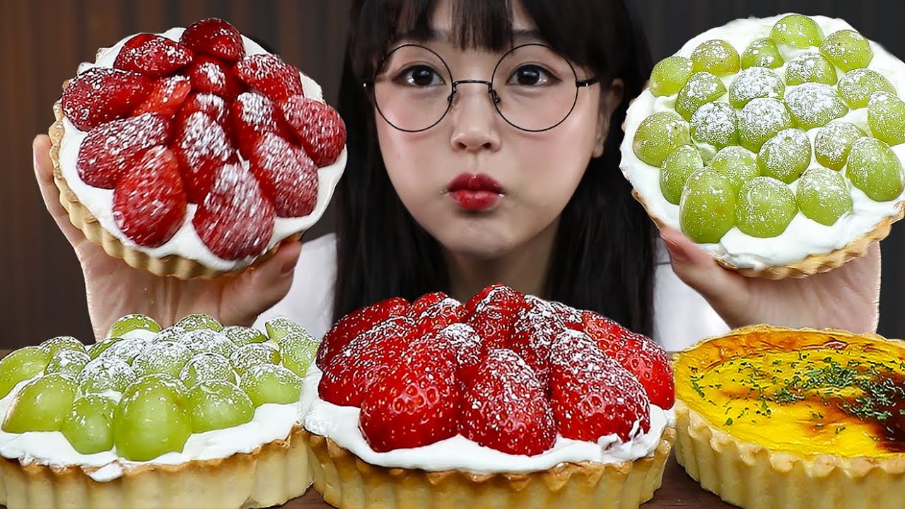 АСМР ЕДА Зеленый виноград, Клубника, Яичный пирог🥧 | TARTS MUKBANG | EATING SHOW
