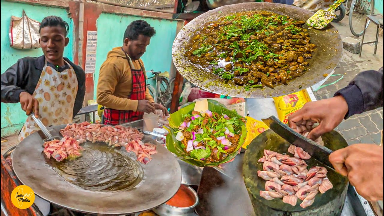 Jharkhandi Style Tawa Chicken Pot Kaleji Fry Making In Ranchi Rs. 40/- Only l Ranchi Street Food