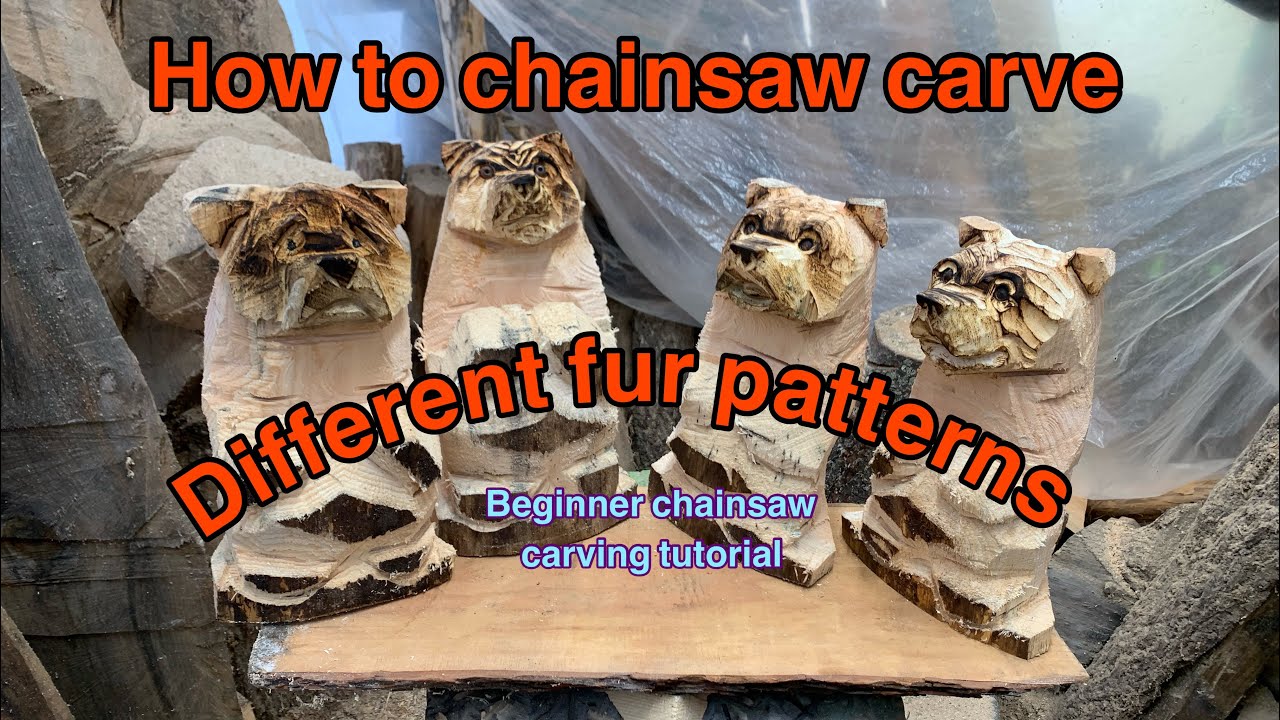 Chainsaw carving fur patterns. Beginner chainsaw carving tutorials