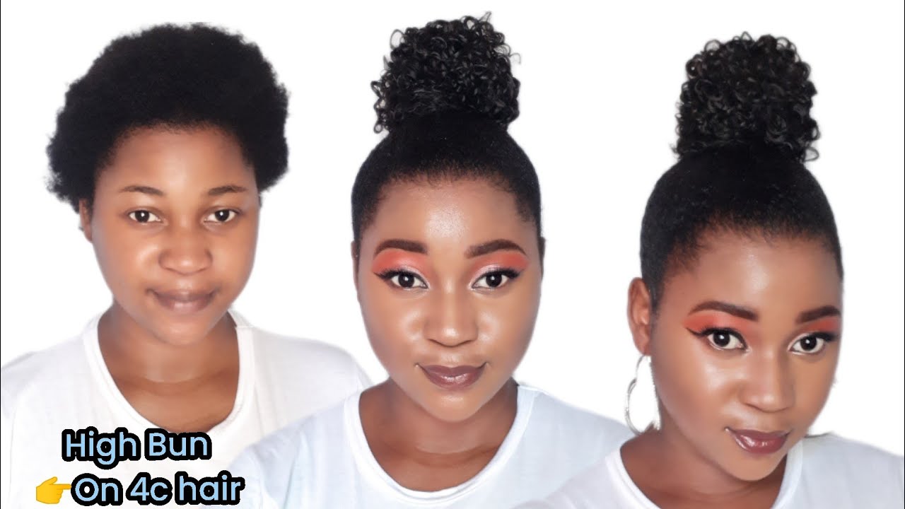 How to do a High Bun ponytail on Short 4c Hair/ Beginner friendly