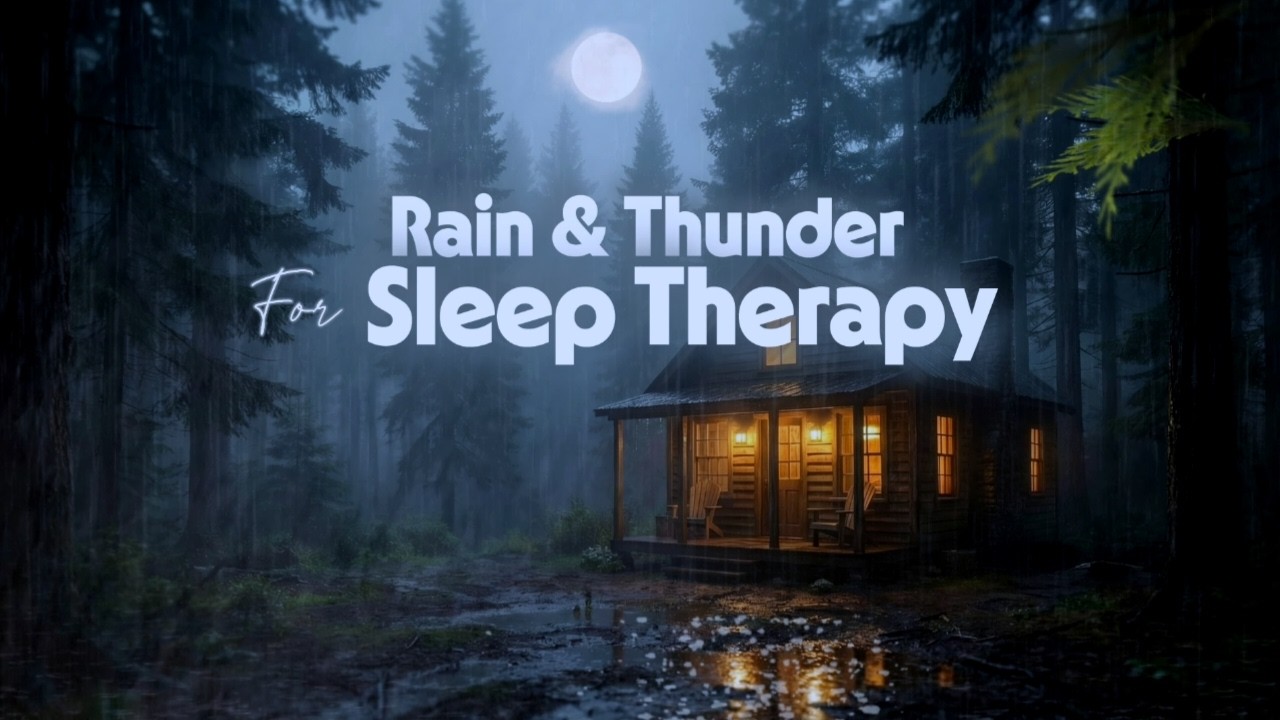 ⛈️ Heavy Rain & Thunder Sounds at Night  Warm Cabin Escape  Deep Sleep & Meditation  4K