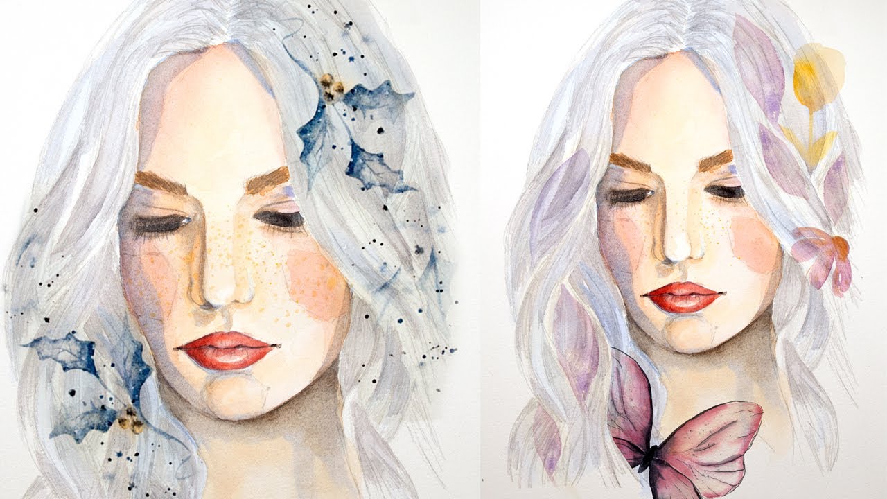 I painted a woman portrait following courses on #Domestika