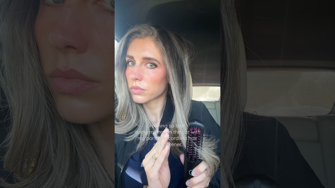 Using my portable cordless hair straightener #grwm #travelhacks #hairtutorial #hairproductreview