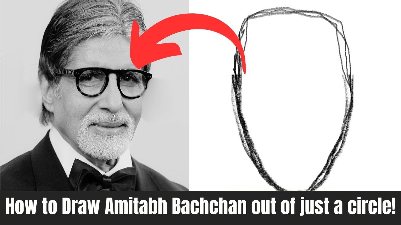 How to Draw Amitabh Bachchan With Just a Circle | How To Sketch  Amitabh Bachchan