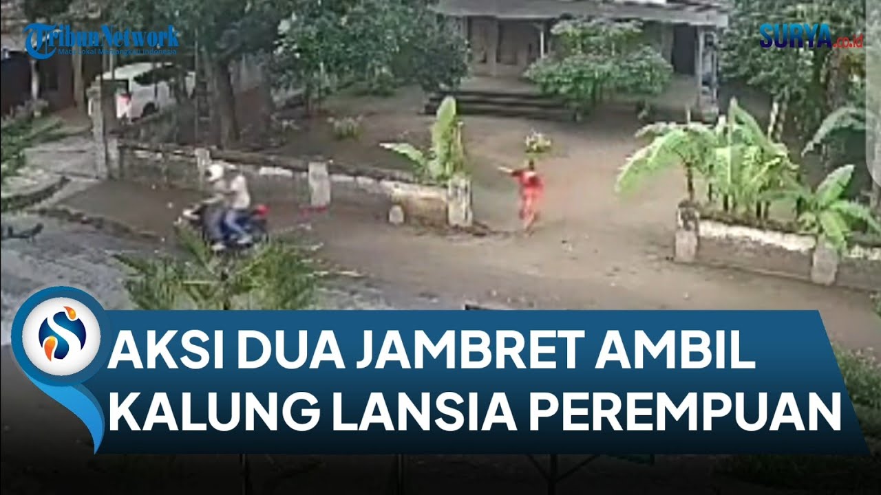 Detik-detik 2 Jambret di Sambirobyong Tulungagung Terekam CCTV Gasak Kalung Perempuan Lansia