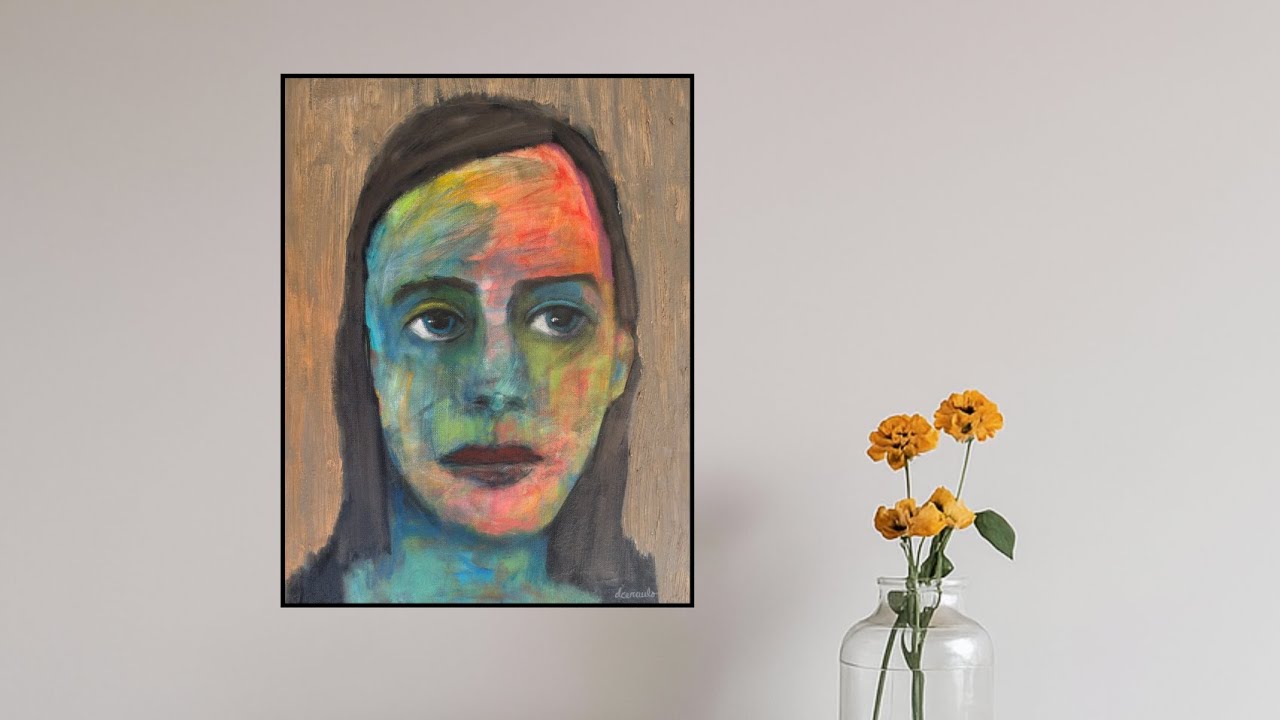 Yvette - Mixed media painting on 14x18 canvas by Donna Ceraulo - available on Artfinder