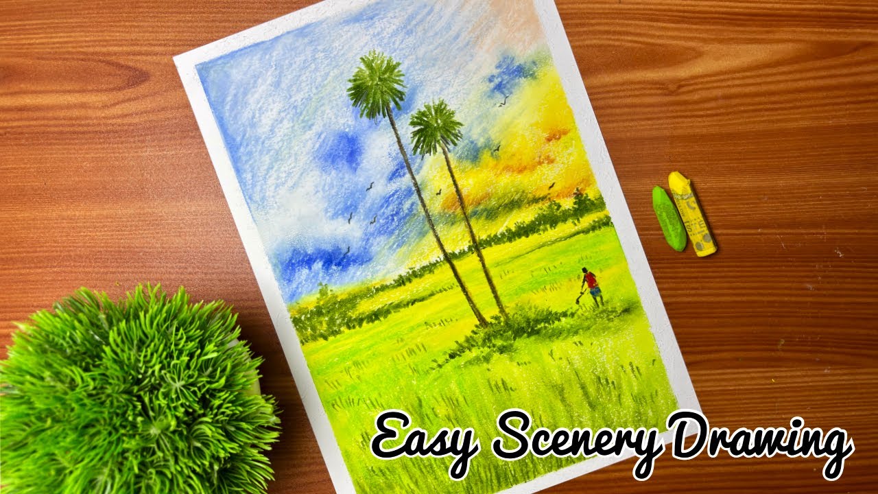 How to Draw Scenery | Easy Oil Pastels Drawing for Beginners #oilpasteldrawing #art #drawing 