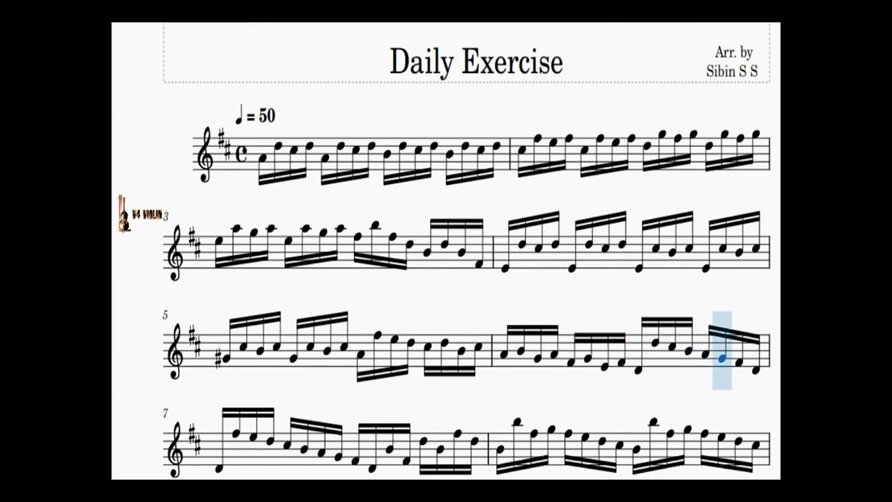 Daily Exercise in D Major Violin l Metronome 40 50 60 Allegro Moderato #Honeyman Tutor l Sibin S S