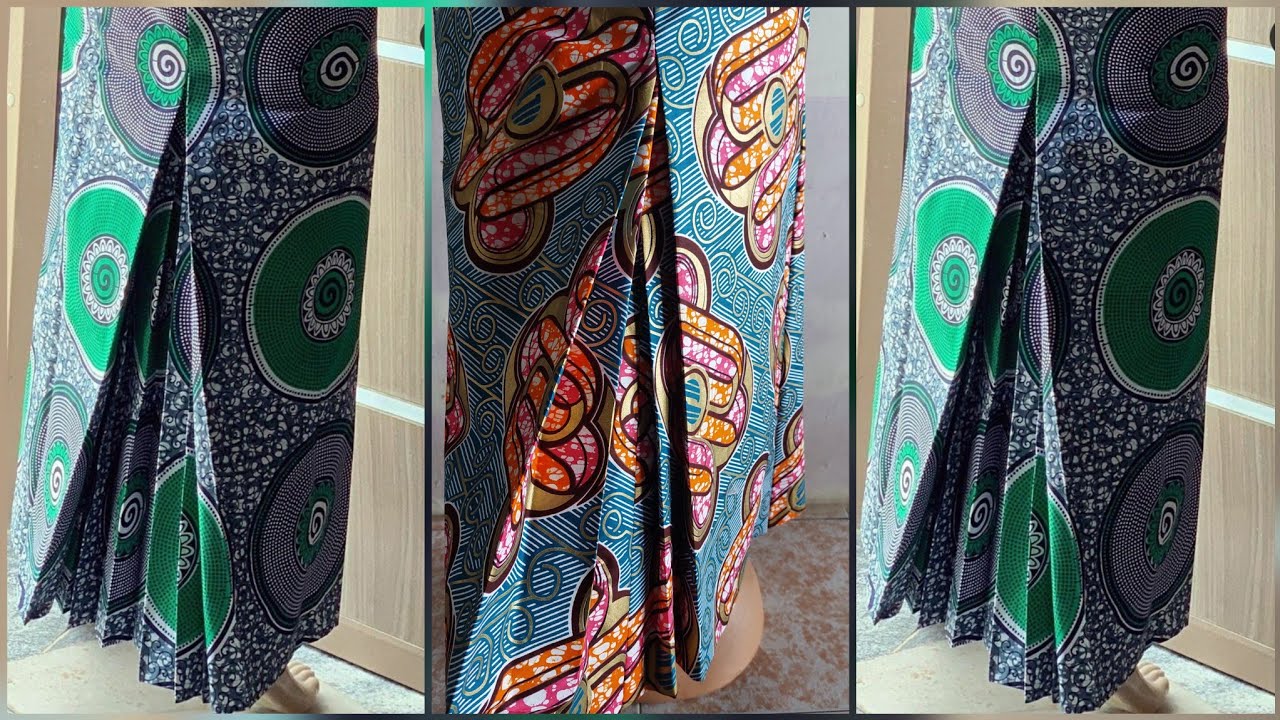 How To Sew 2 Corners Slit/ Skirt With Inner Back Pleats| No Cutting 2 Pieces Slit/ Skirt