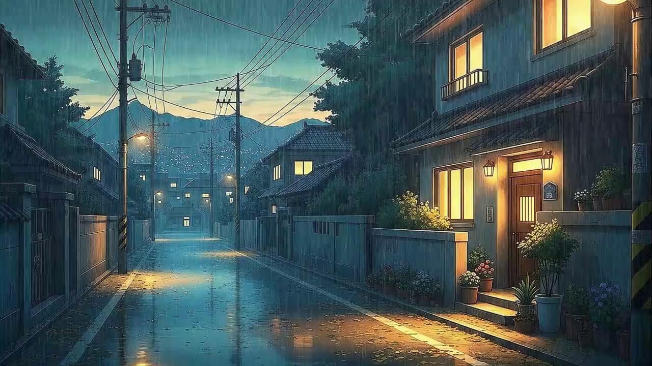 Rain Sounds with Lofi for Deep Focus in a Cozy Korean Night for Stress-Free Work 😌