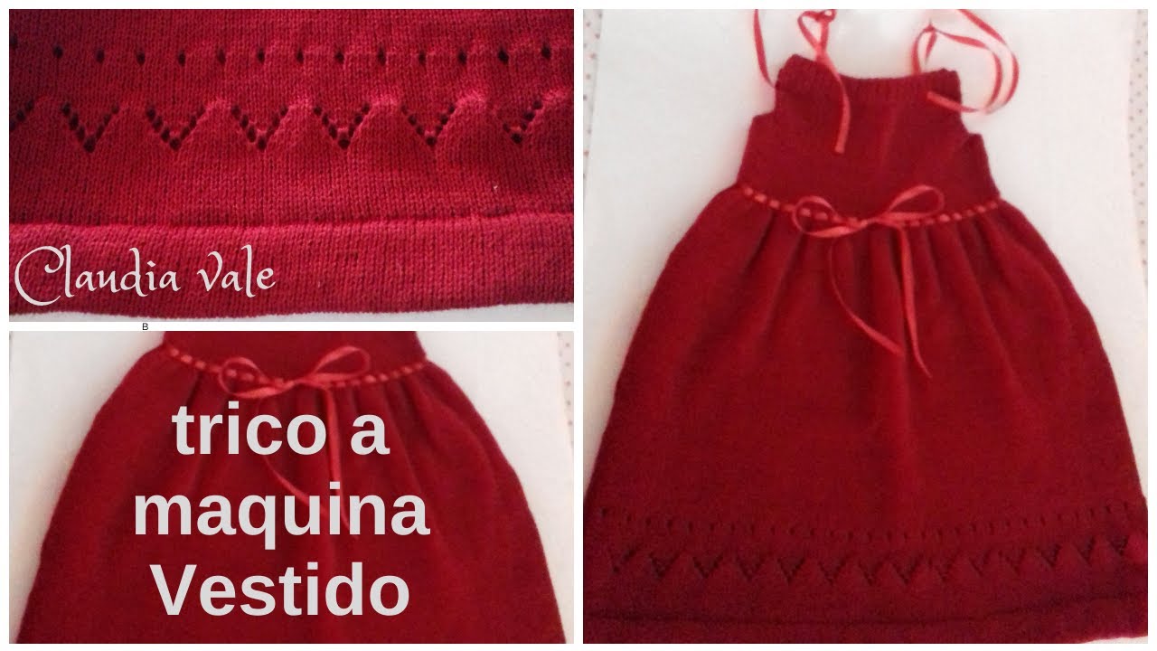 trico a maquina vestido verão para 2 anos  parte 1