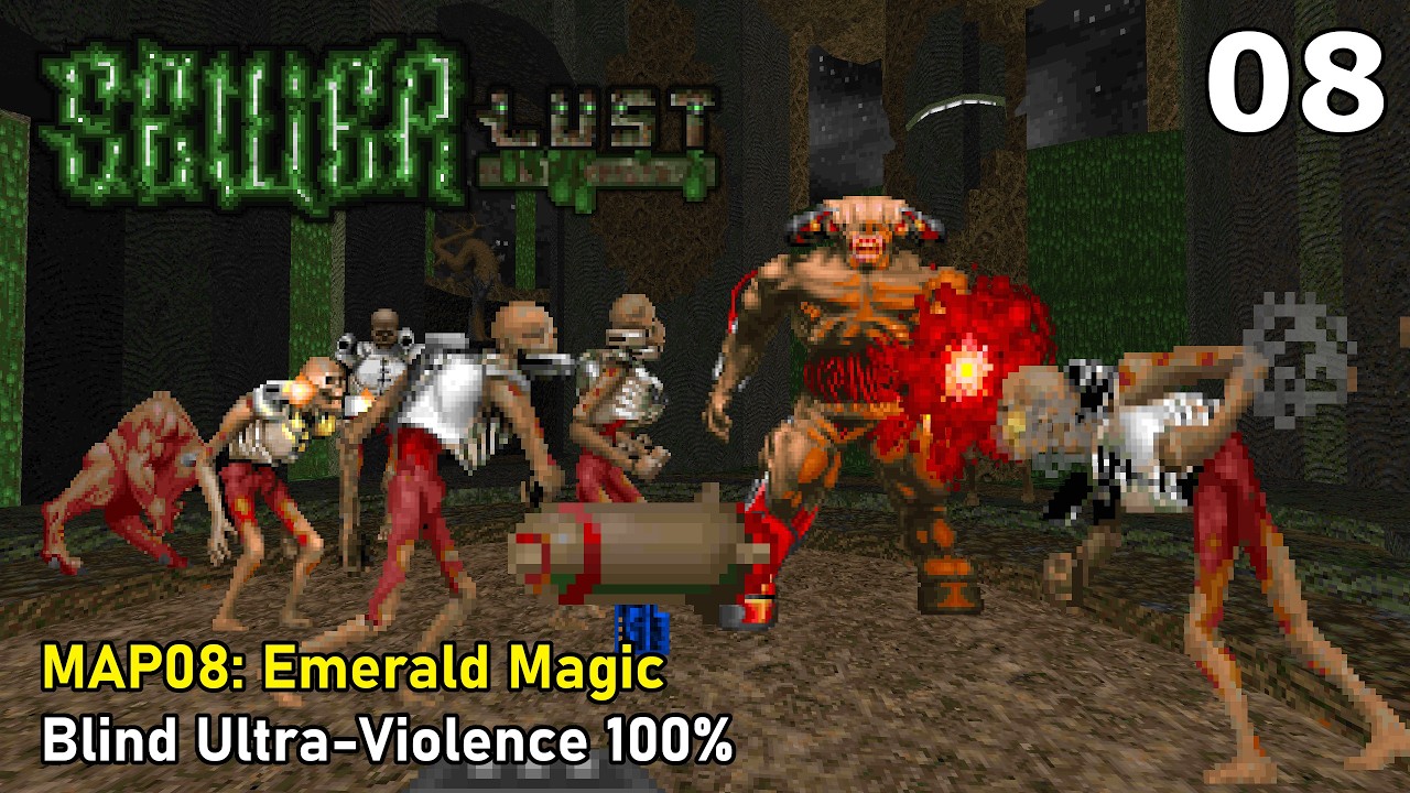 Doom II: Sewerlust - MAP08: Emerald Magic (Blind Ultra-Violence 100%)