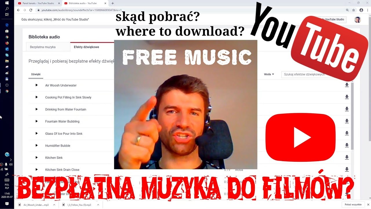 Skąd pobrać bezpłatną muzykę i efekty dźwiękowe do film&oacute;w? Biblioteka YouTube