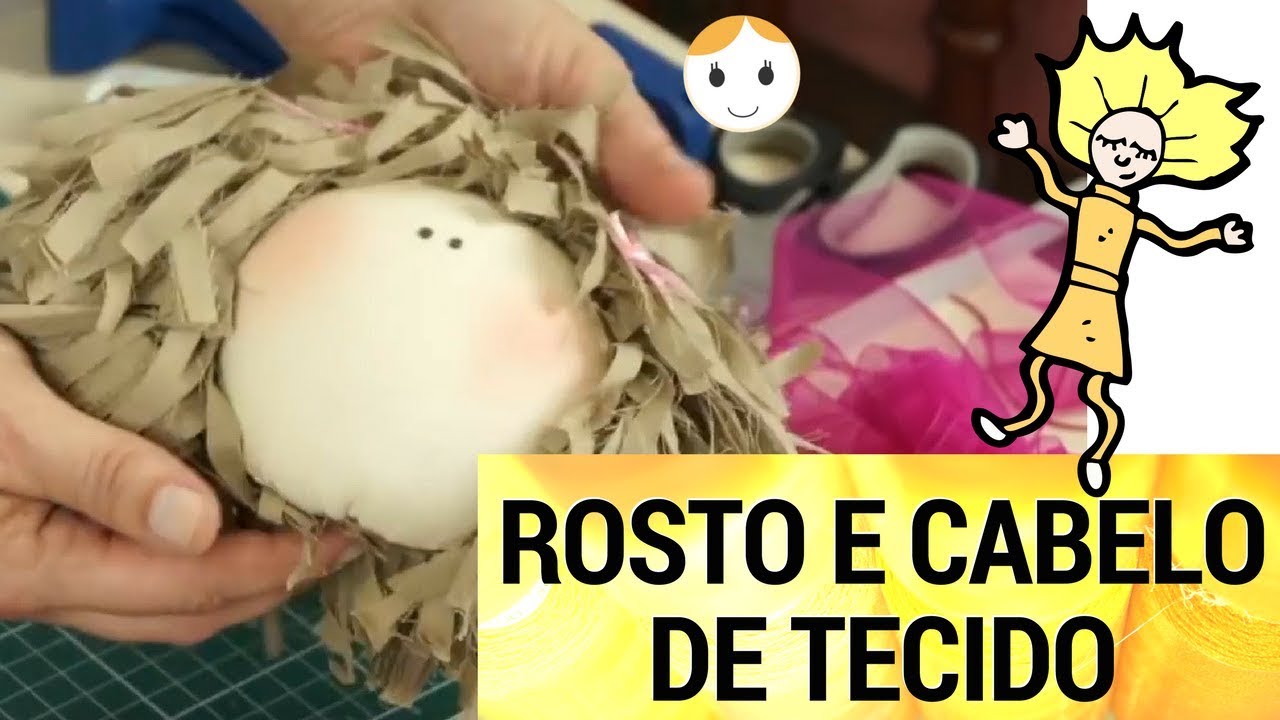 ROSTO E CABELO DE TECIDO PARA BONECA DE PANO PASSO A PASSO | DRICA TV