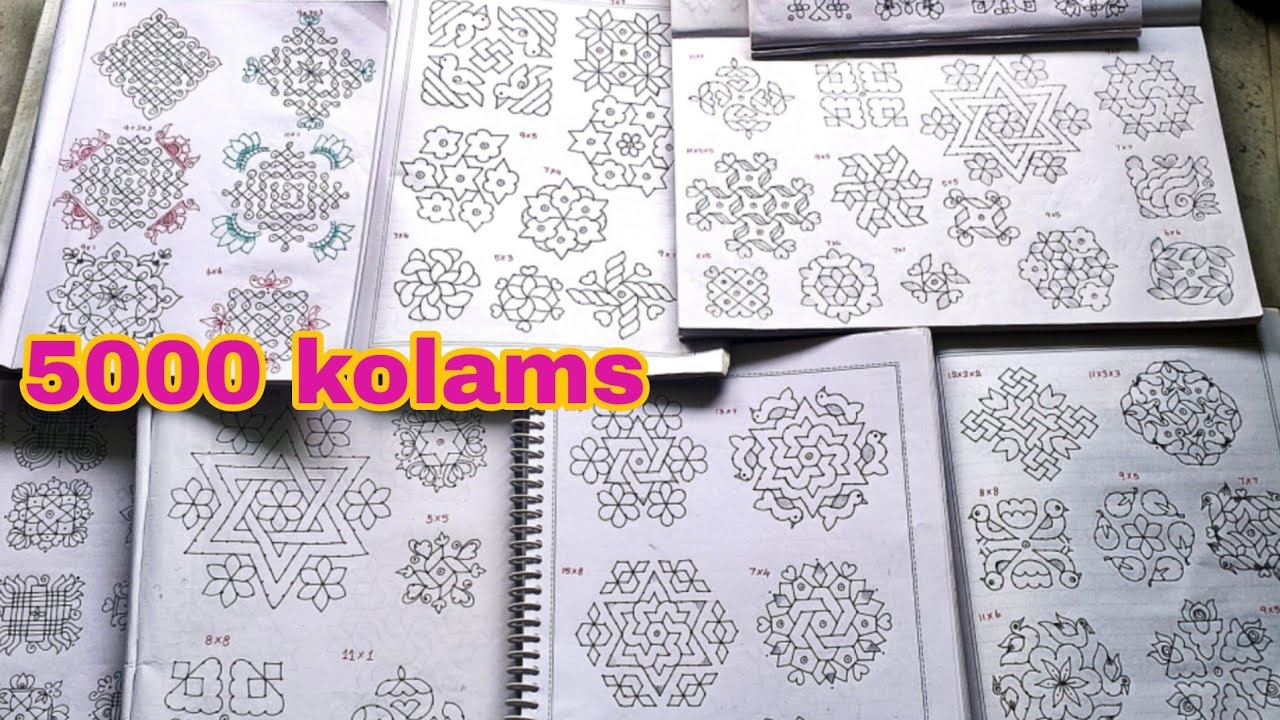 5000+ kolams, 700+ pages kolam pdf book. 5000 rangoli designs. Appartment kolams collections. Muggu