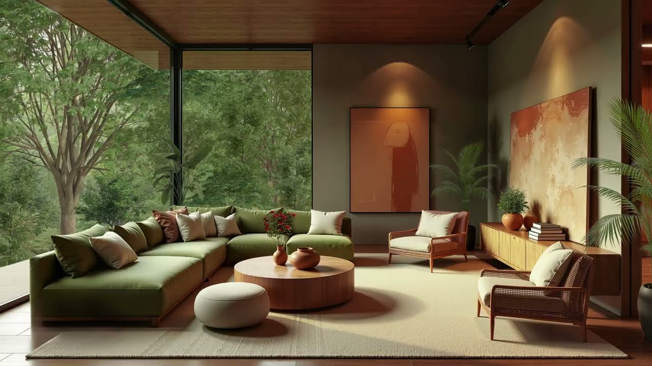 🌿 Elegant Living Room Jazz Ambience | Tranquil Forest Jazz for Stress Relief
