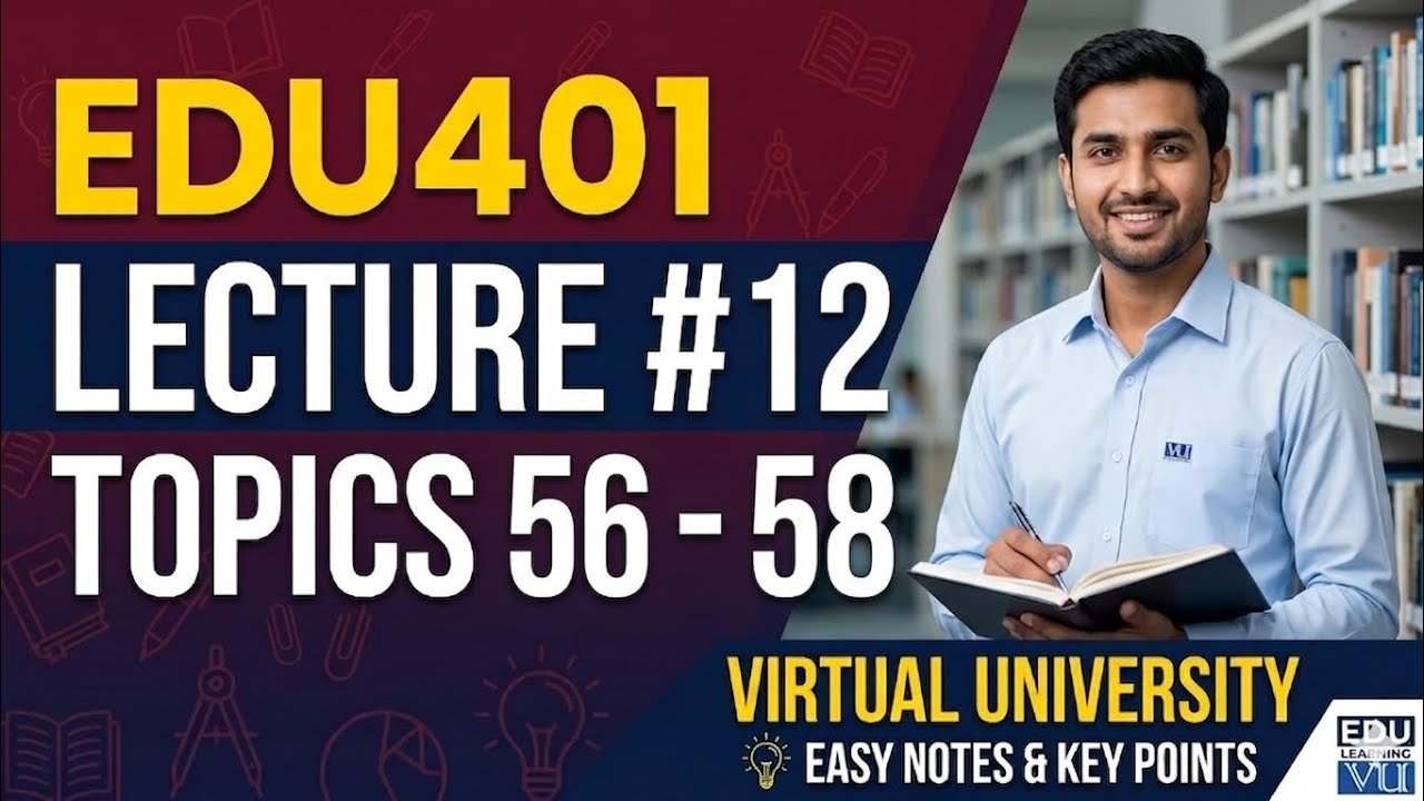 EDU401 Short Lecture 12 | Topic 56&ndash;58|Updated Lectures and Handouts #Midterm Preparation #VU Masters