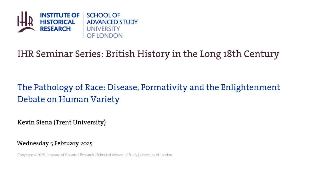 The Pathology of Race: Disease, Formativity and the Enlightenment Debate on Human Variety