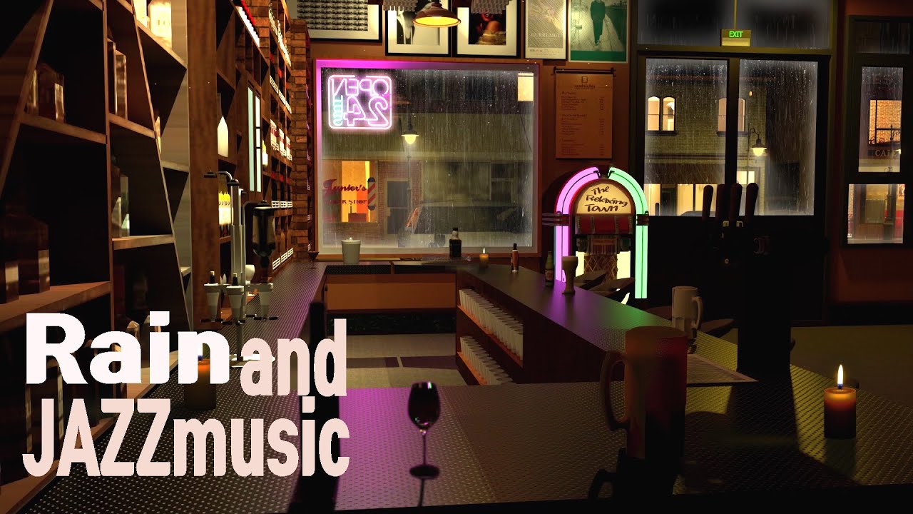🎧 Jazz Cafe Ambience At Rainy Night 10 Hours | Relaxing Rain Sounds and Soft Jazz Music