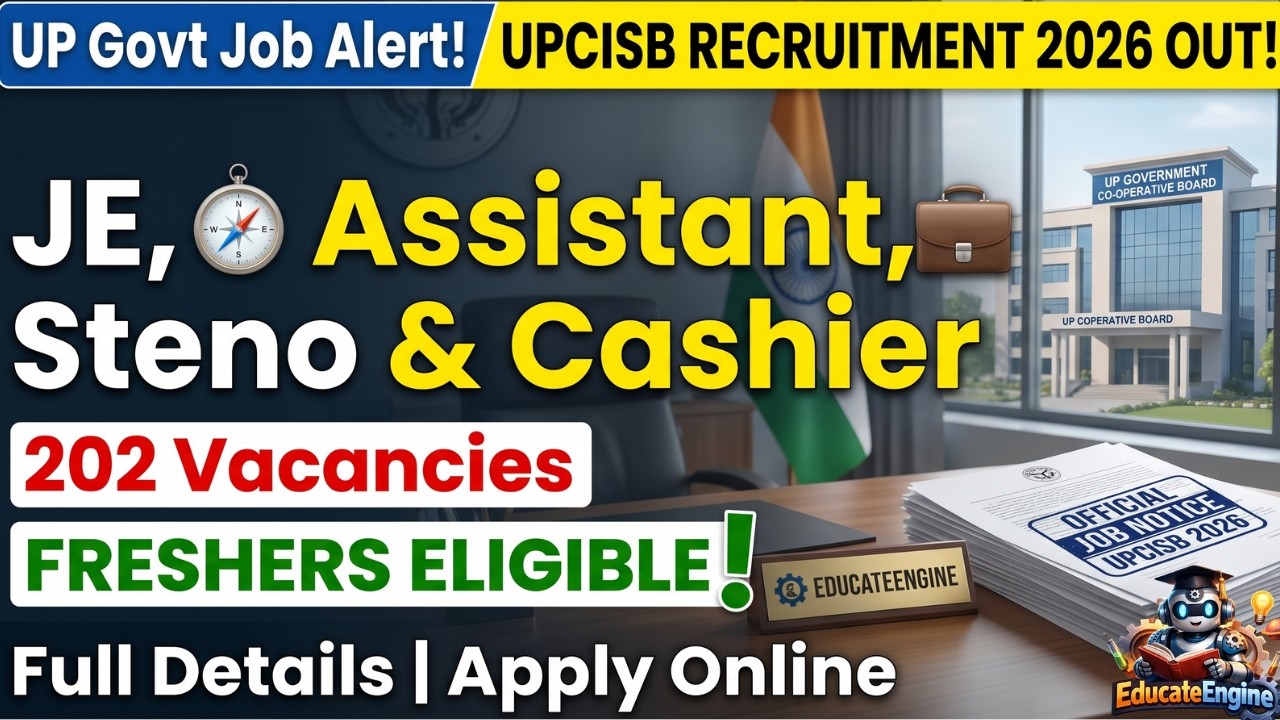 UPCISB Recruitment 2026 | Assistant Manager, JE, Steno, Cashier | 202 Vacancies OUT!