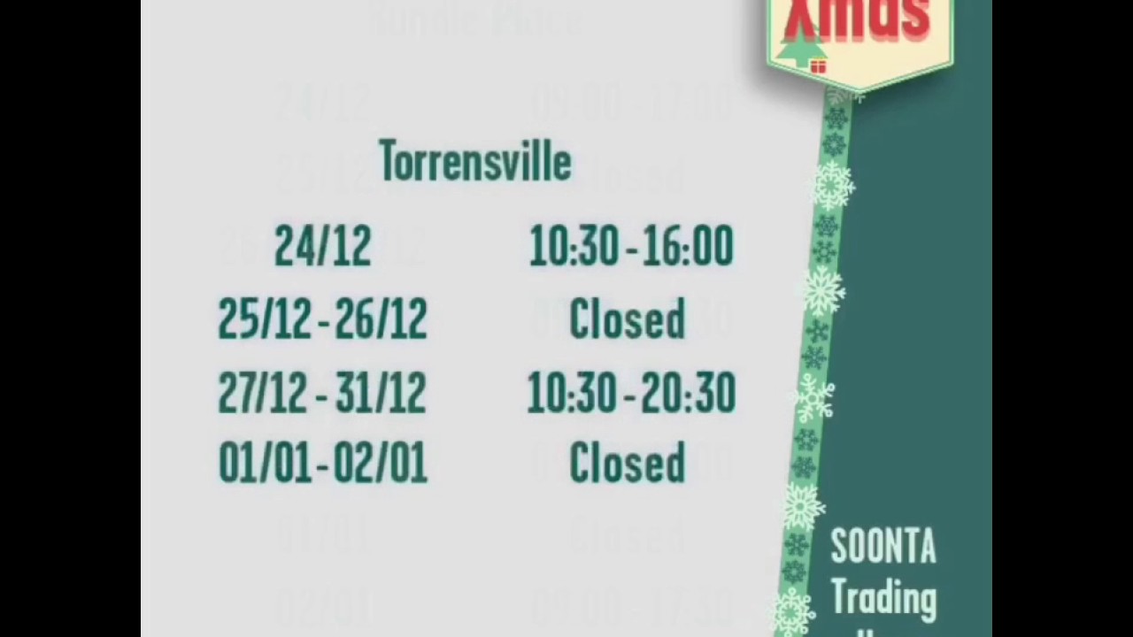 Soonta Christmas Trading Hours