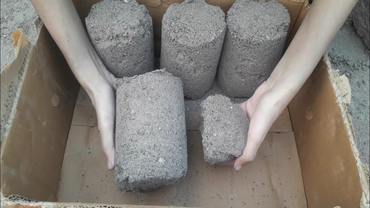 Mud grainy cylinders dry crumbling+wet crumbling ASMR video💦💦