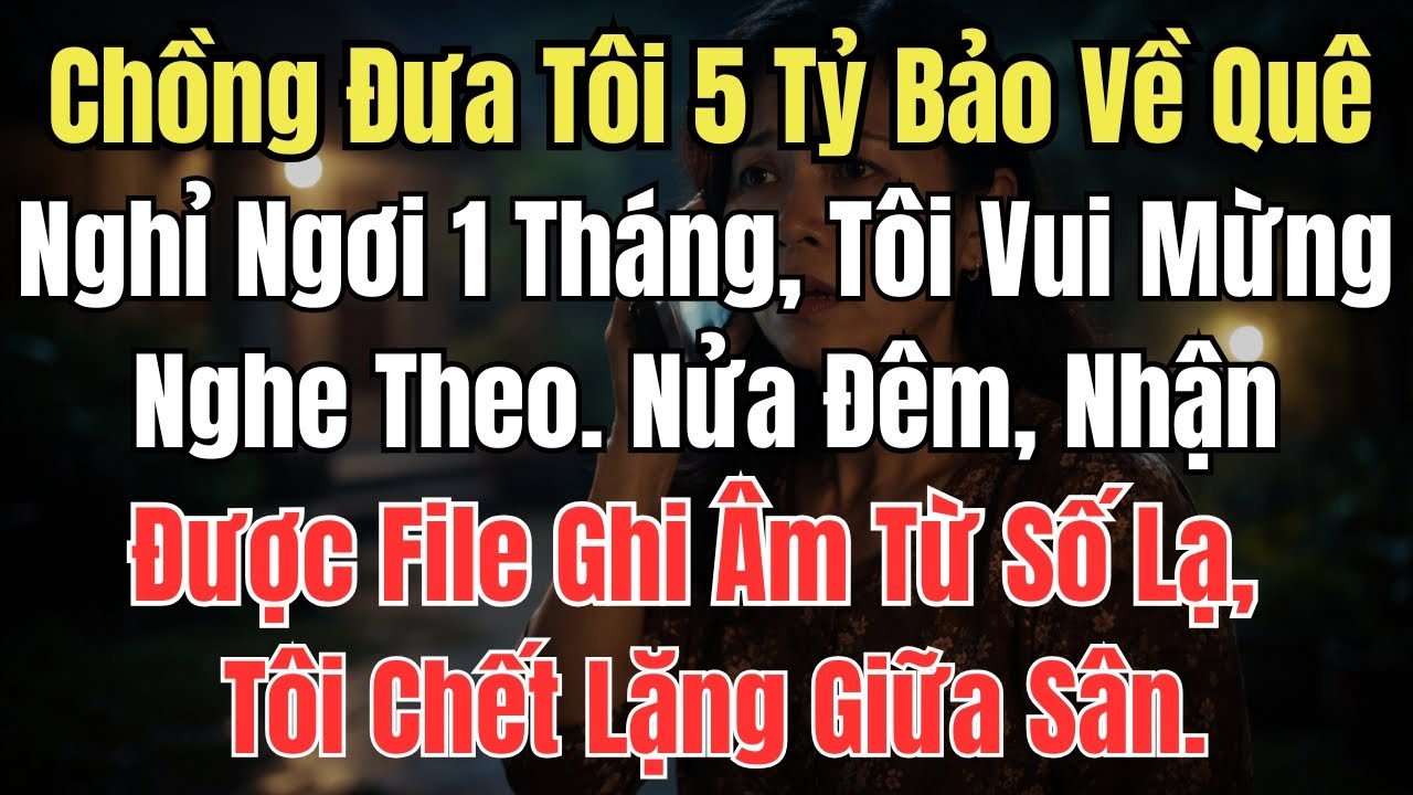 Chồng Đưa Tôi 5 Tỷ Bảo Về Quê Nghỉ Ngơi 1 Tháng, Tôi Vui Mừng Nghe Theo. Nửa Đêm, Nhận Được File Ghi