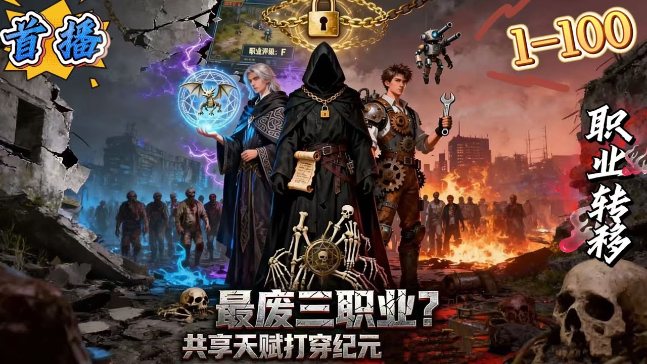 首播《最废三职业？共享天赋打穿纪元》1-100 2050 年《纪元》开服24 小时后，游戏与现实疯狂融合丧尸撕咬街道，巨龙撞碎高楼，高等文明