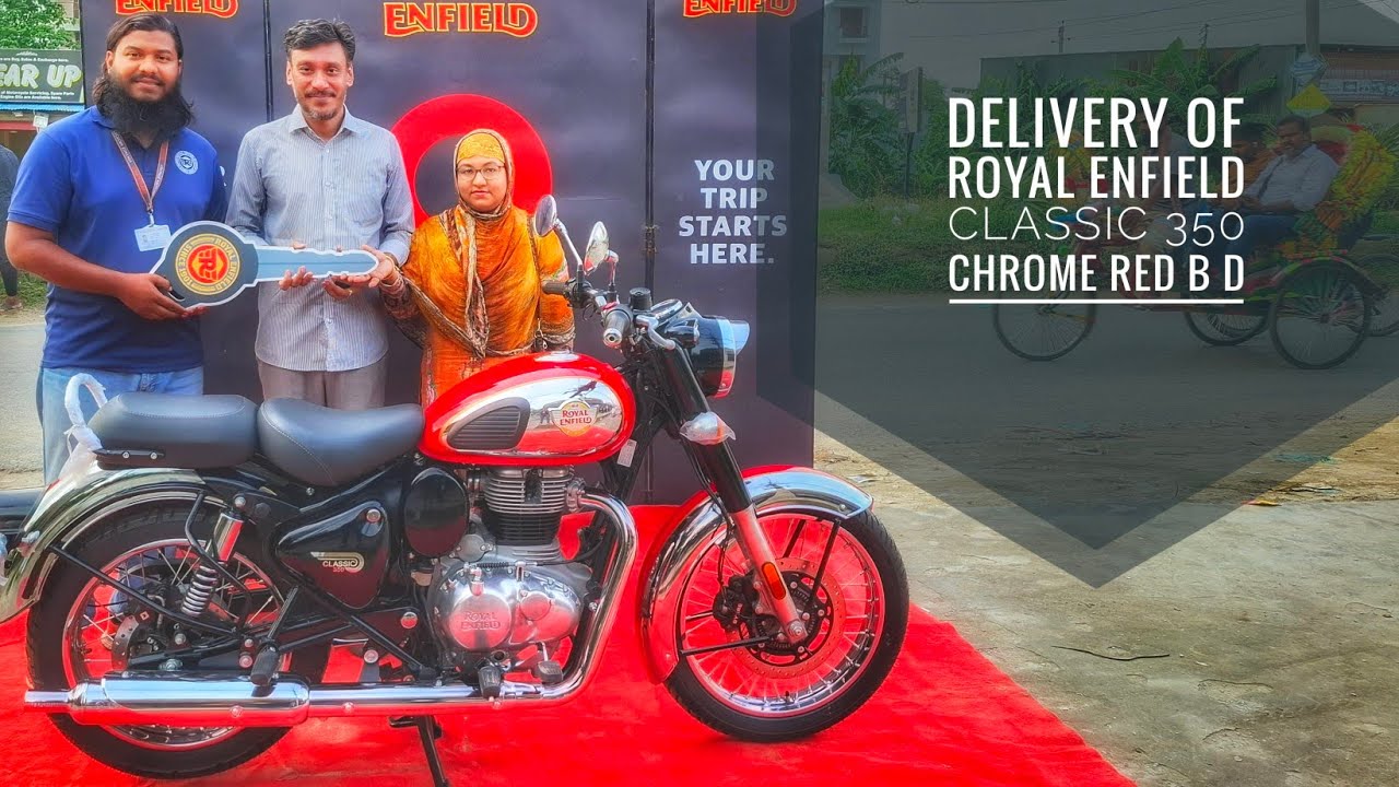 Delivery of Royal Enfield Classic 350 Chrome Red 2025 In Bangladesh. @priomdailyvlogs6318