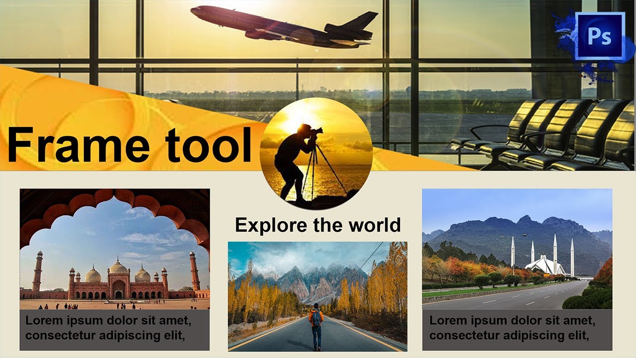 Adobe Photoshop class 20 frame tool Urdu/Hindi