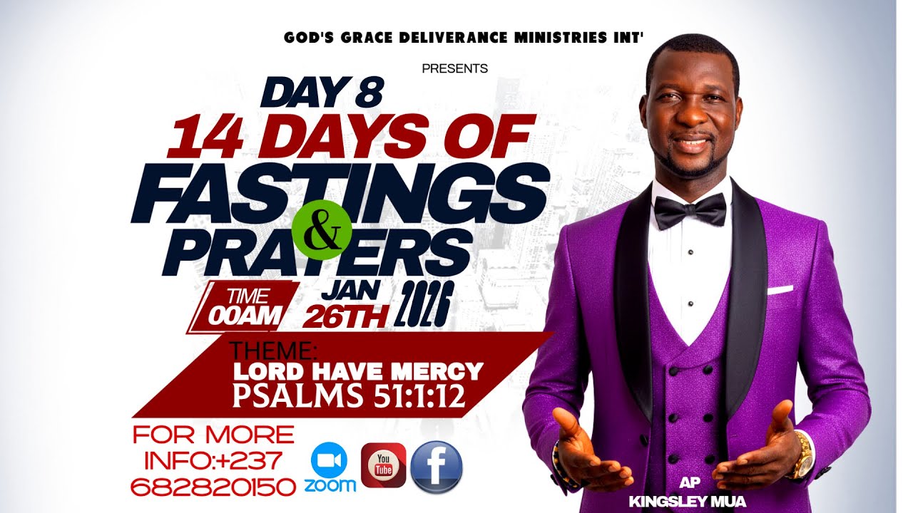JOIN US IN OUR 14DAYS FASTING AND PRAYER,MIDNIGHT PRAYERS WITH  APOSTLE OF KINSLEY .M DAY 8