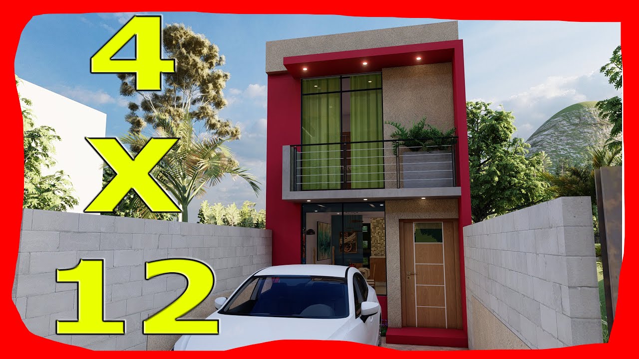 Casa de 4x12 DOS Plantas con 2 RECAMARAS Fachadas de Casas Modernas