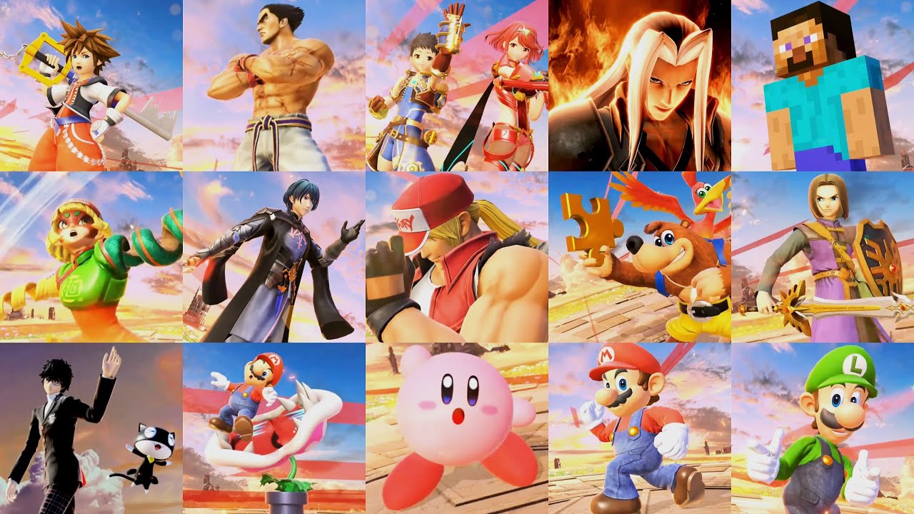 Super Smash Bros Ultimate - All Victory Poses Characters + Including DLC Season Pass 1 & 2 [4K60]
