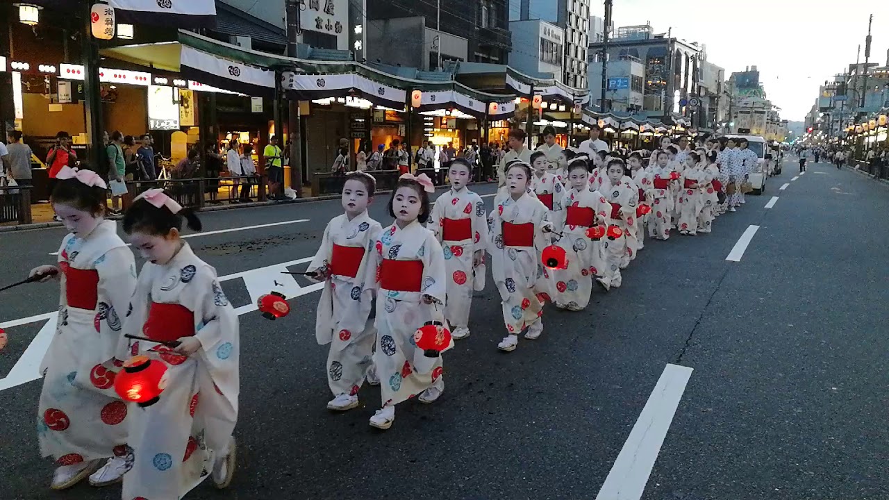 京都祇園祭2018お迎え提灯、祇園囃子（ばやし）コンチキチン（平成30年）kyoto gion (matsuri) festival 2018 pick up lantern🏮