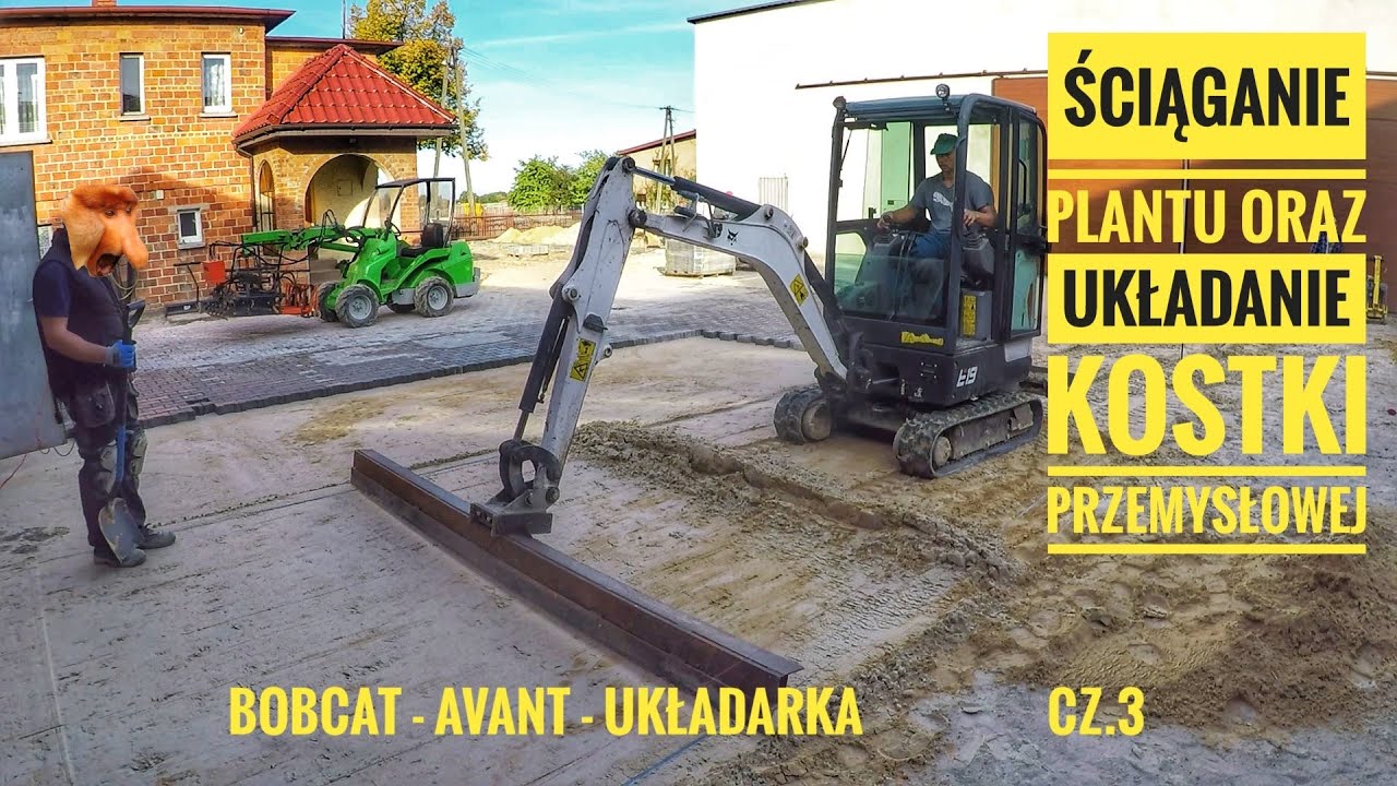 Ściąganie plantu minikoparką - układarka Optimas Behaton na gospodarstwie cz. 3 #brukarz​​​​ #Paving