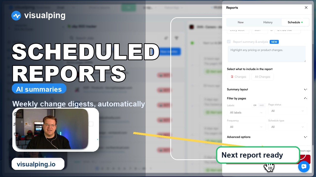Get AI Website Monitoring & Change Reports on Autopilot with Visualping