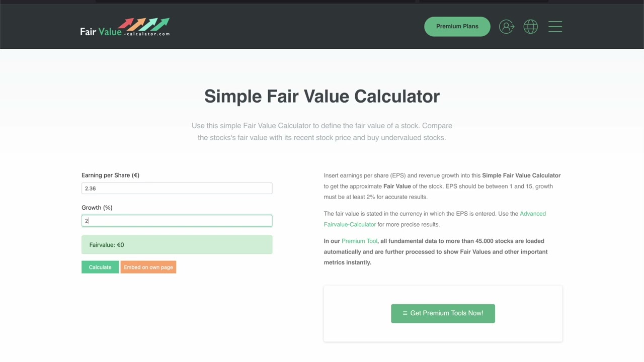 Simple Stock Fair Value Calculator