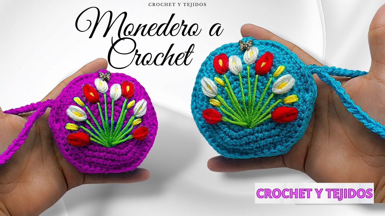 MAGNIFICO monedero cartera tejida a crochet en forma de flor hermoso y fácil mira el paso a paso
