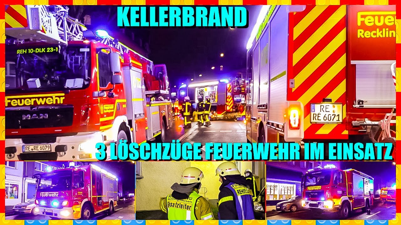🔥 Gr&ouml;&szlig;erer Kellerbrand 🔥 - 🚒 🚒  Feuerwehr Recklinghausen mit 3 L&ouml;schz&uuml;gen im Brandeinsatz 🚒 🚒