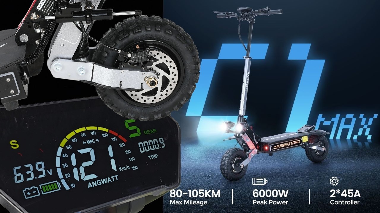 Testuje hulajnogę o mocy 6000W Angwatt C1 Max z hydraulicznymi hamulcami i napędem 2x3000W