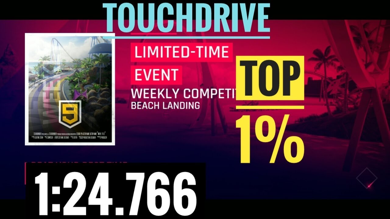 [ Touchdrive ] Asphalt 9 | Weekly Competition | BEACH LANDING | By Lotus Elise 220 | 1:24.766 Top1%