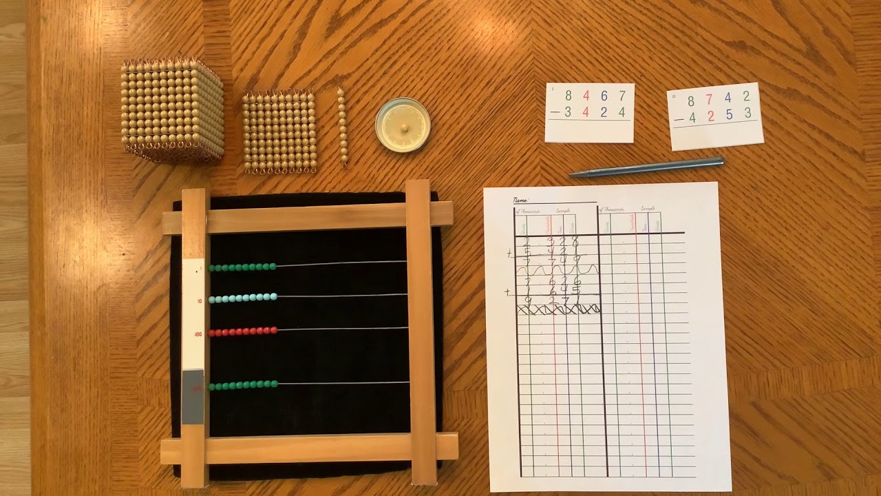 How to do subtraction with the small bead frame.